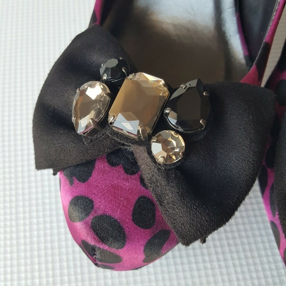 Candie’s Satin Purple Leopard Print Pumps Size 8.5 - Picture 7 of 8